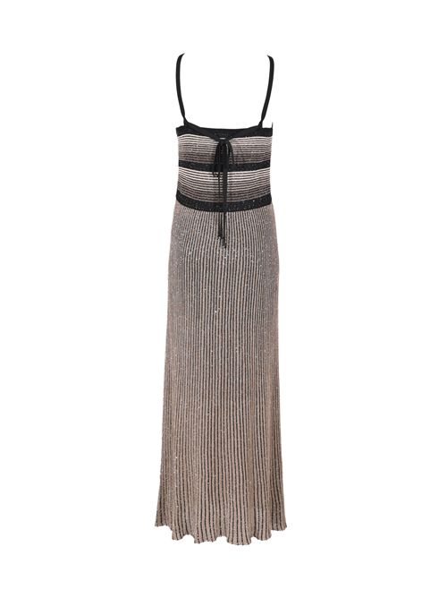 Abito lungo in maglia di viscosa e lurex con paillettes D. Exterior | 620742NERO